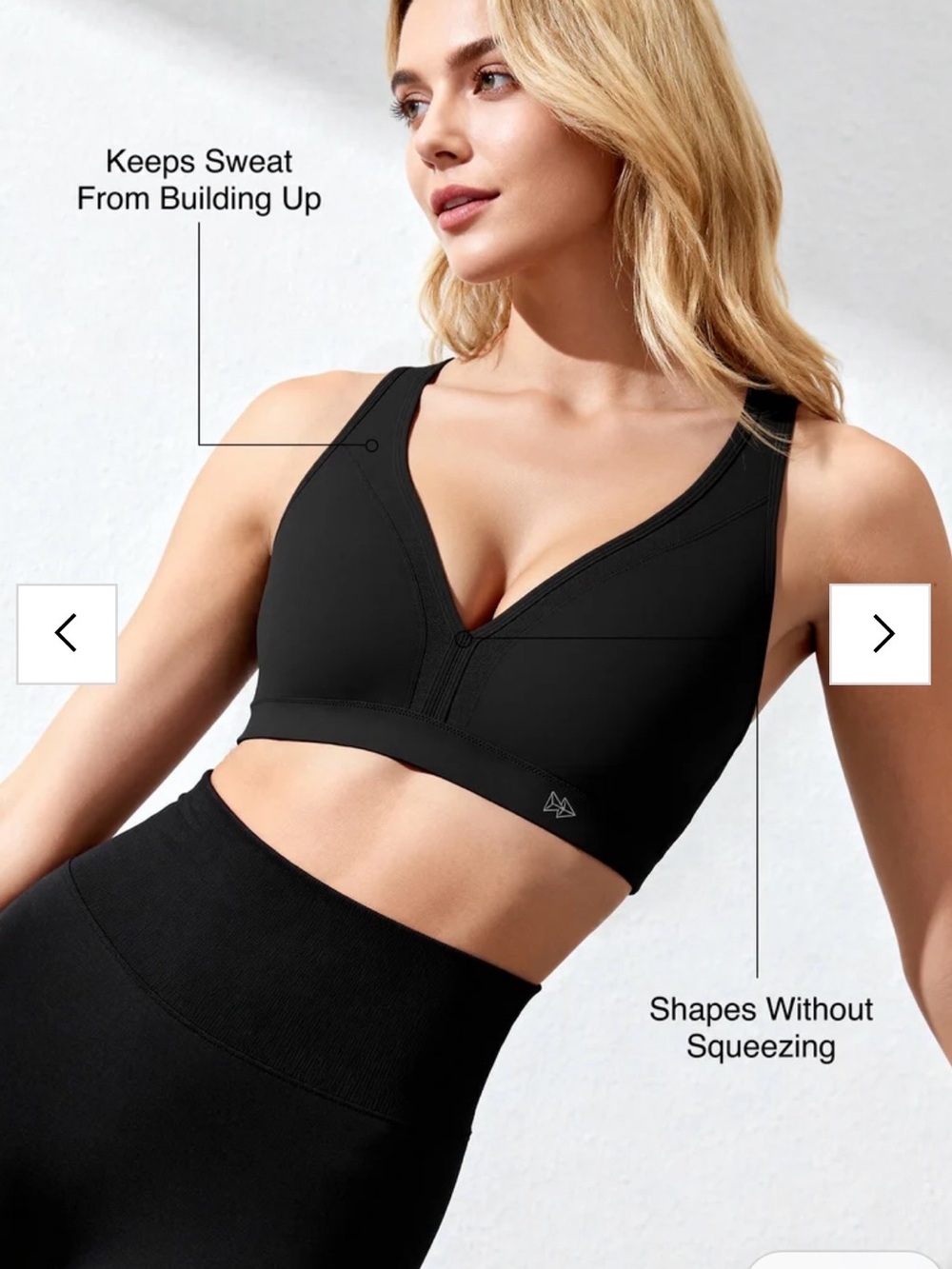 Everyday Comfort Black V-Neck Sports Bra